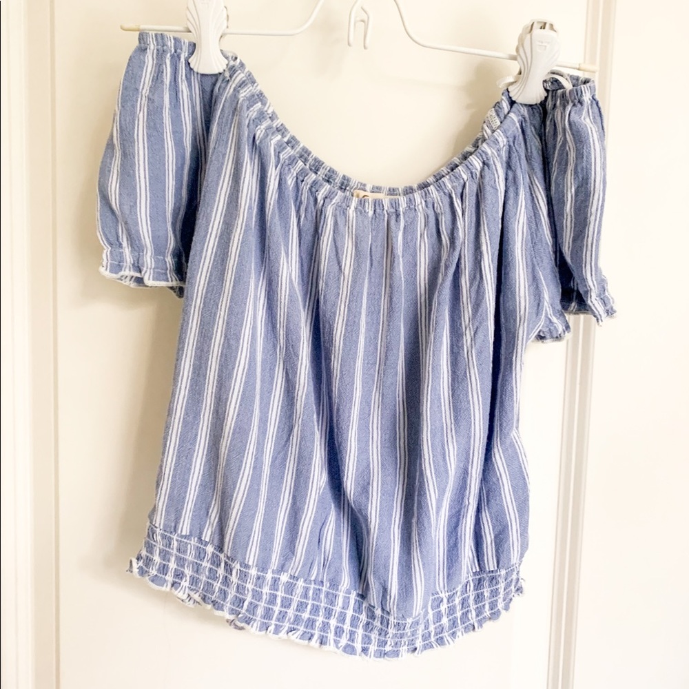 Hollister Striped Off the Shoulder Crop top